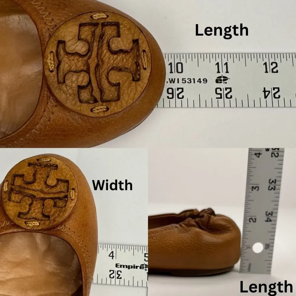 Tory Burch Minnie Travel Brown Soft Leather Lightweight Ballet Flats Shoes Sz 7M